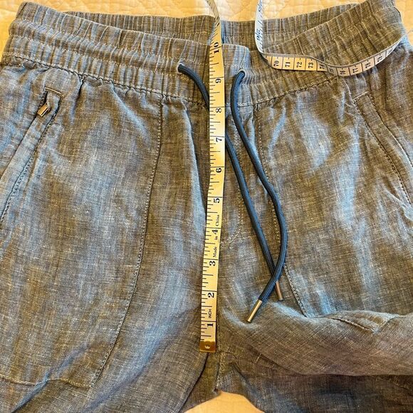 Athleta Retreat Linen Jogger Pant Blue 2 Petite Coastal Beach Summer Chambray - Picture 9 of 12